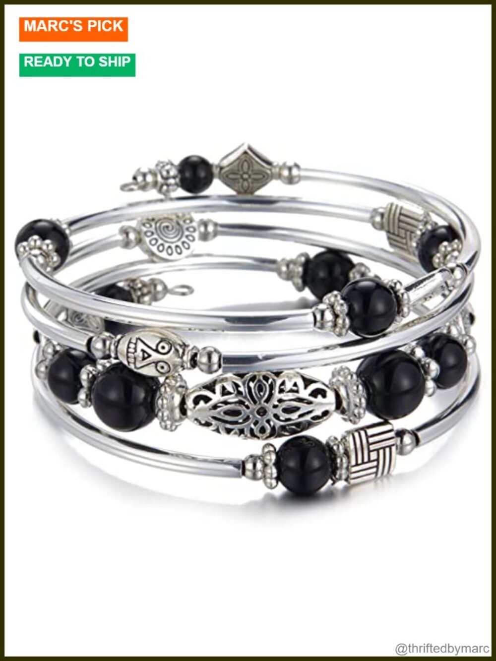 Layered Wrap Bangle Agate Bead Bracelet Gift for Women